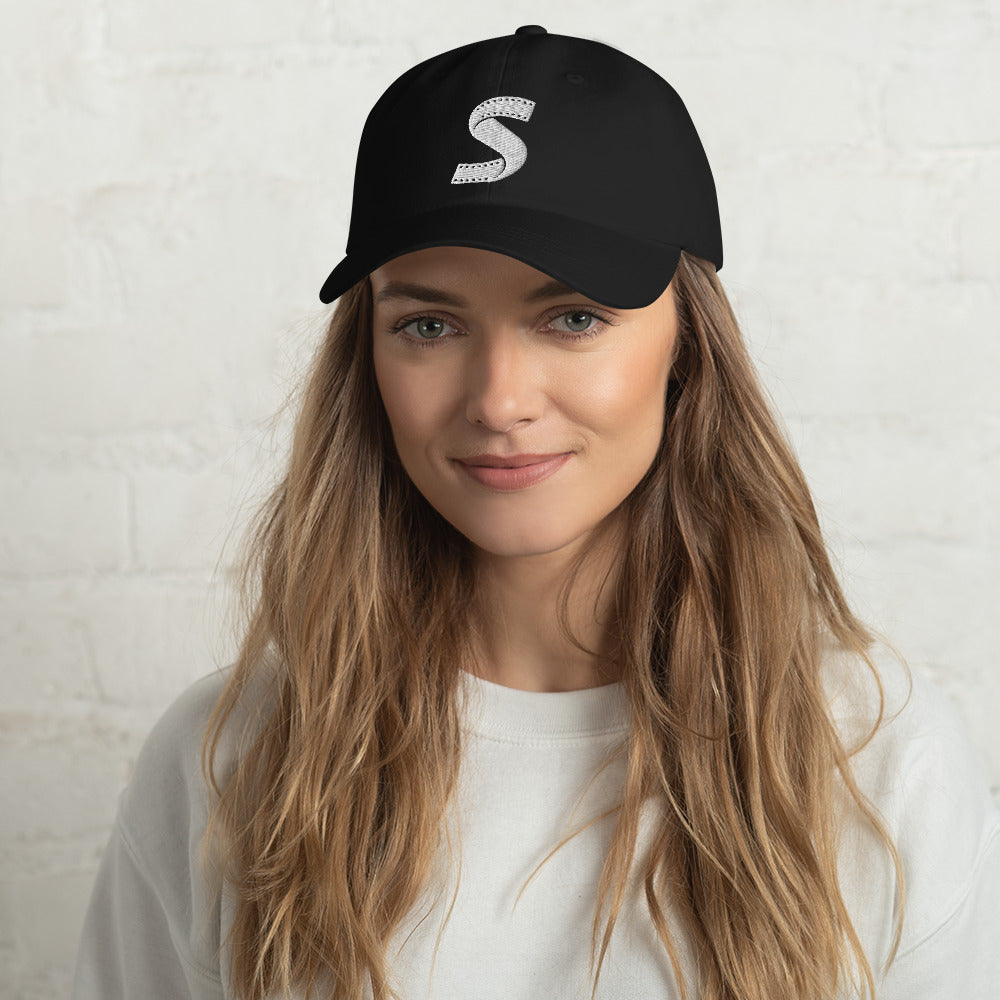 Dad Hat White on Black